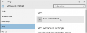 Image of Window 10 VPN setup